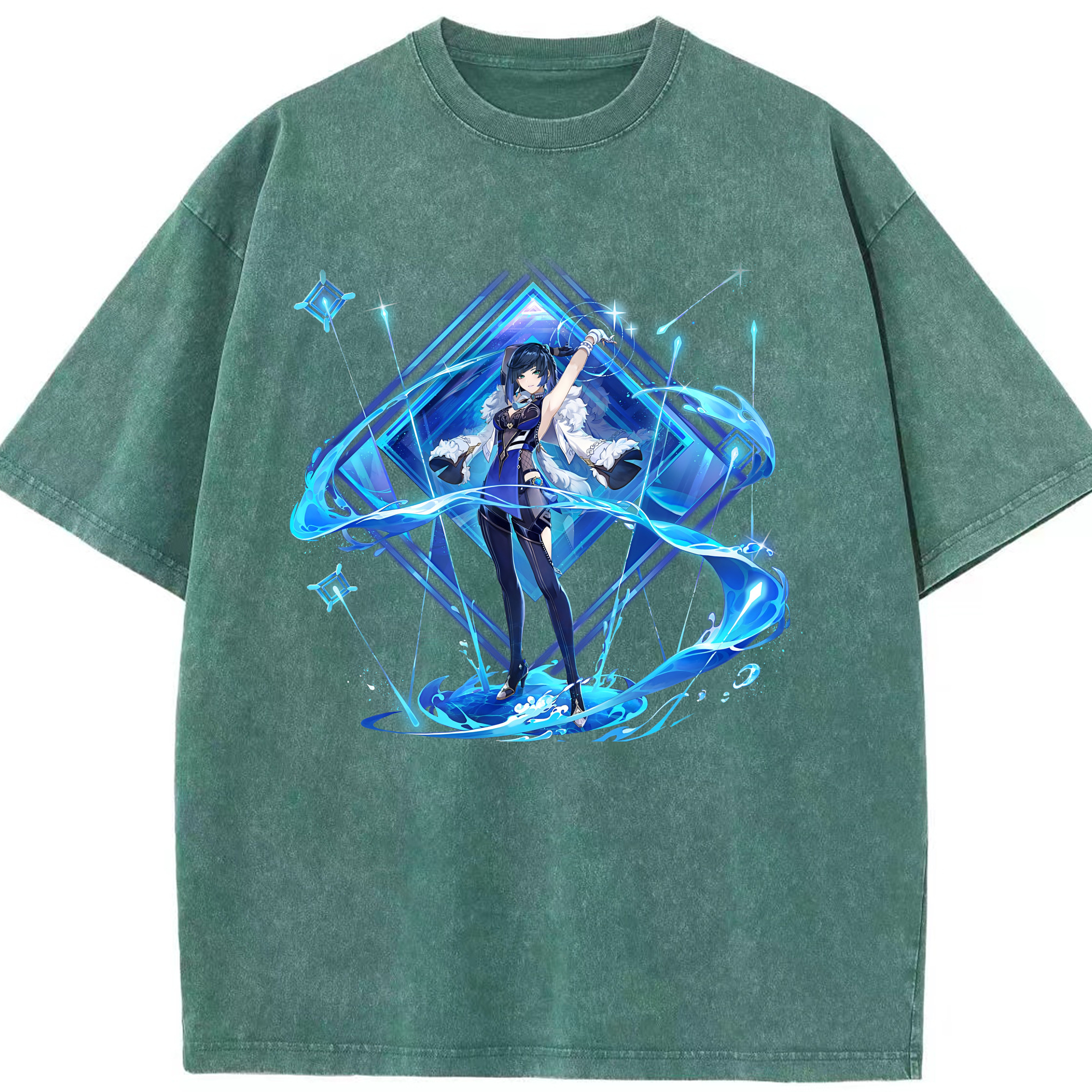 げんし神 夜兰 やらん genshin Yaran 綿100% ヴィンテージ風 半袖Tシャツ（フロントプリント）